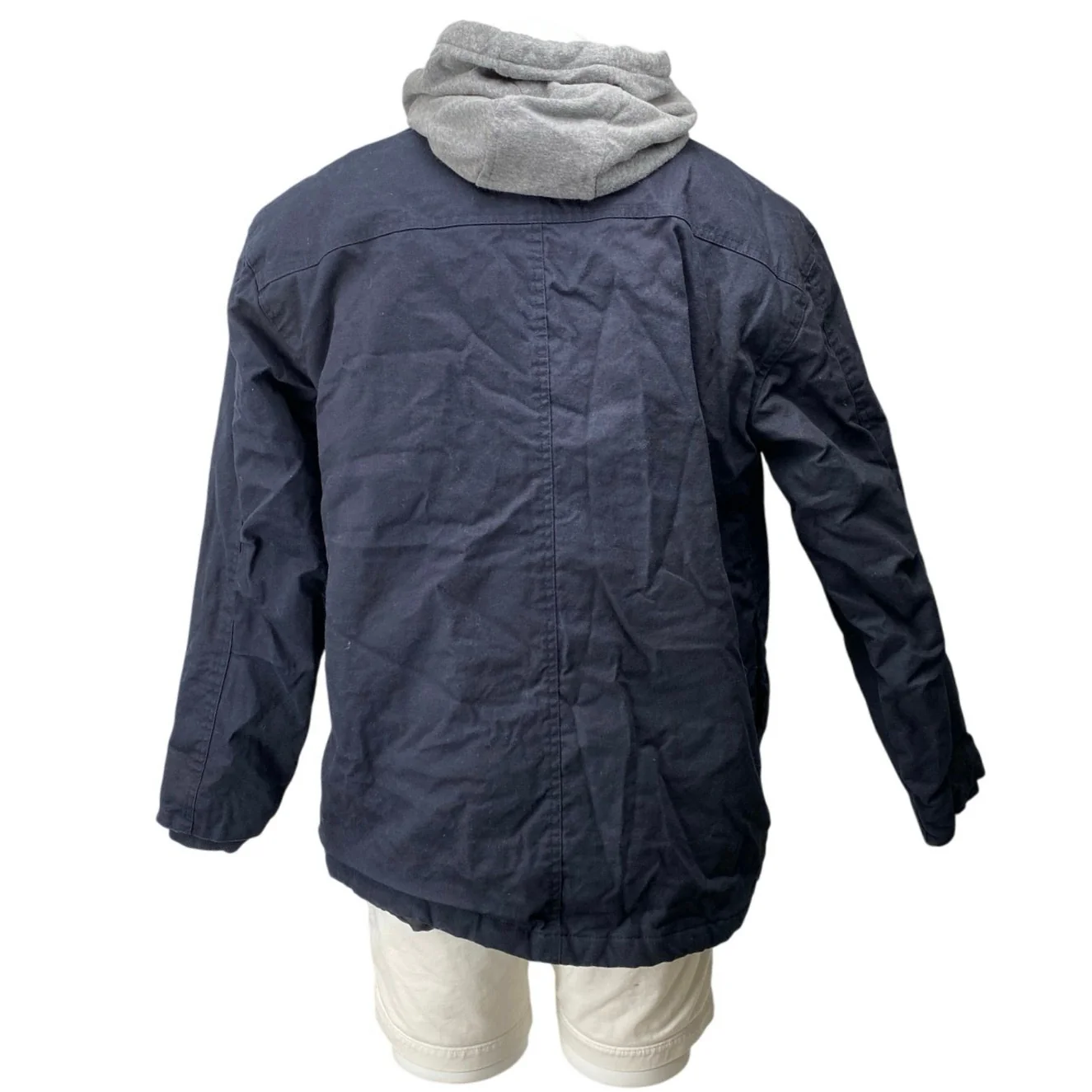 Wrangler Chore Bomber Men's Navy Blue Hooded Snap Workwear Coat Jacket Size XL - Image 3