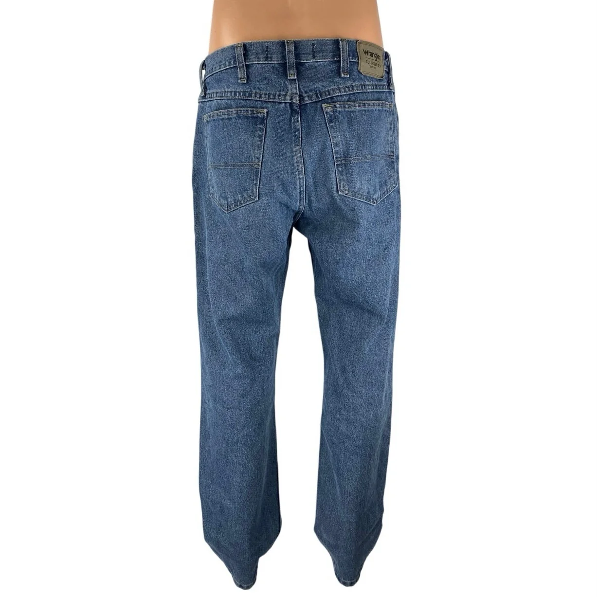 Wrangler Mens Blue High Rise Medium Wash Straight Leg Denim Jeans Pants Sz 34x32 - Image 3