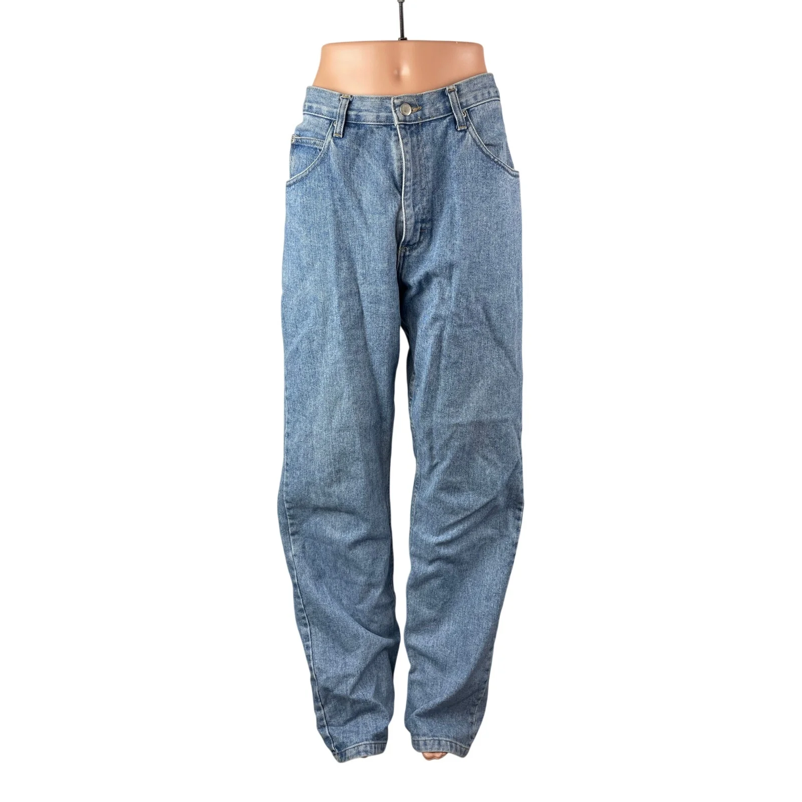 Wrangler Women's Blue High Rise Baggy Relaxed Straight Leg Denim Jeans 34x34