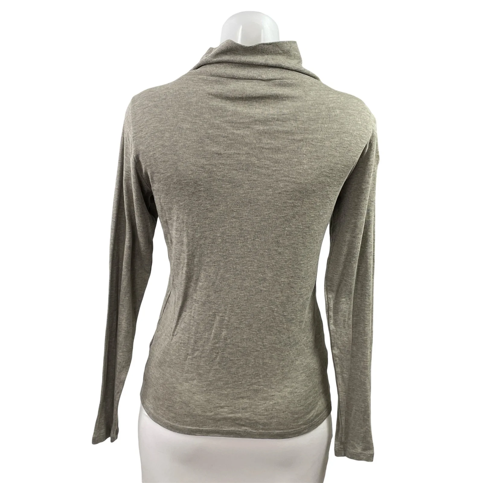 Wrap London Womens Gray Tan High Neck Long Sleeve Button Down Sweater Top Size 6 - Image 3