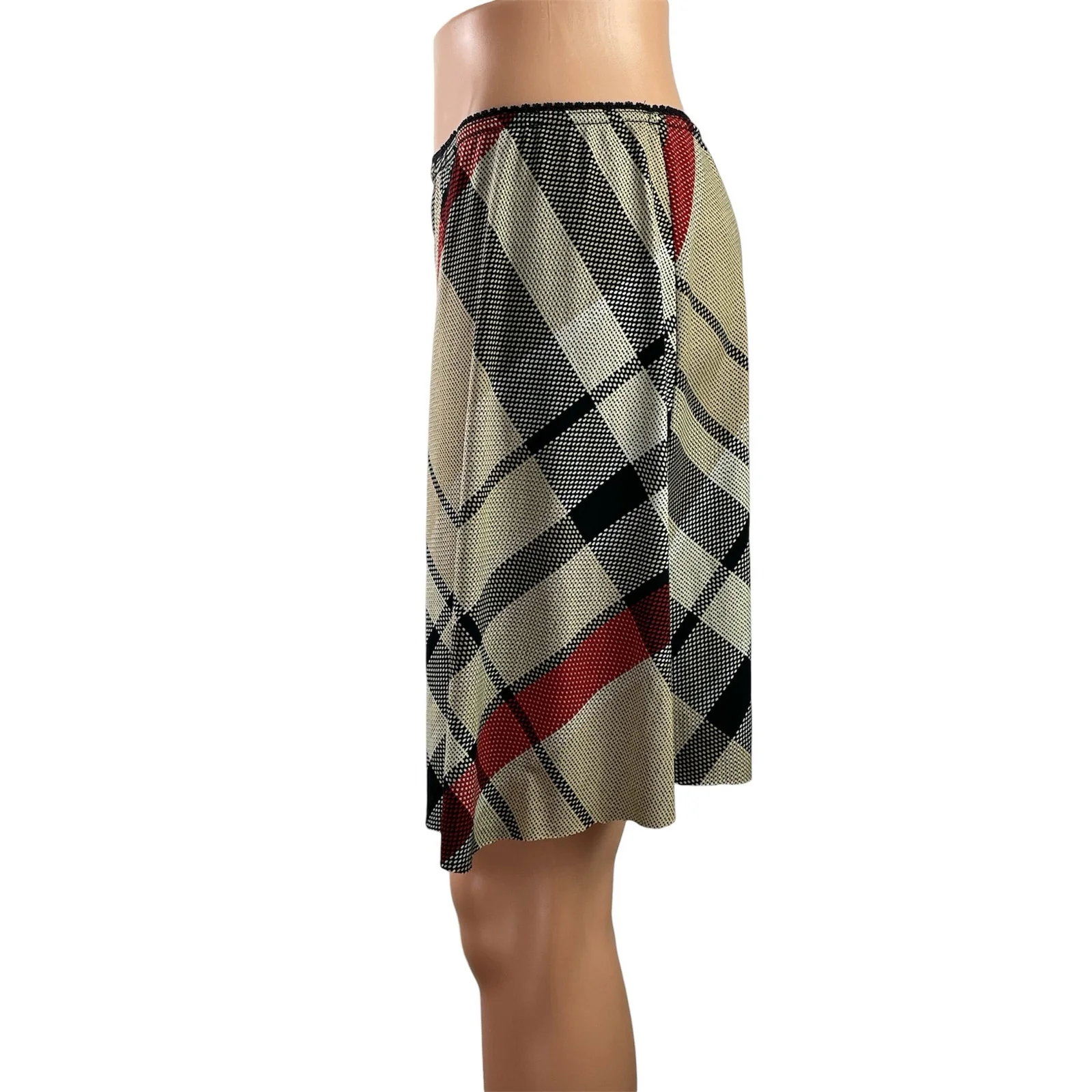 Wrapper Womens Multicolor Check Plaid Raw Hem Y2k Mini A-line Skirt Size L - Image 2
