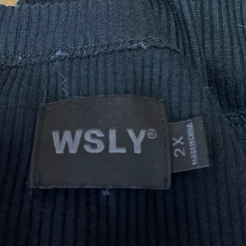WSLY Women's Black Ribbed Knit Stretch Sleeveless Basic Casual Tank Top Size 2X - Image 3