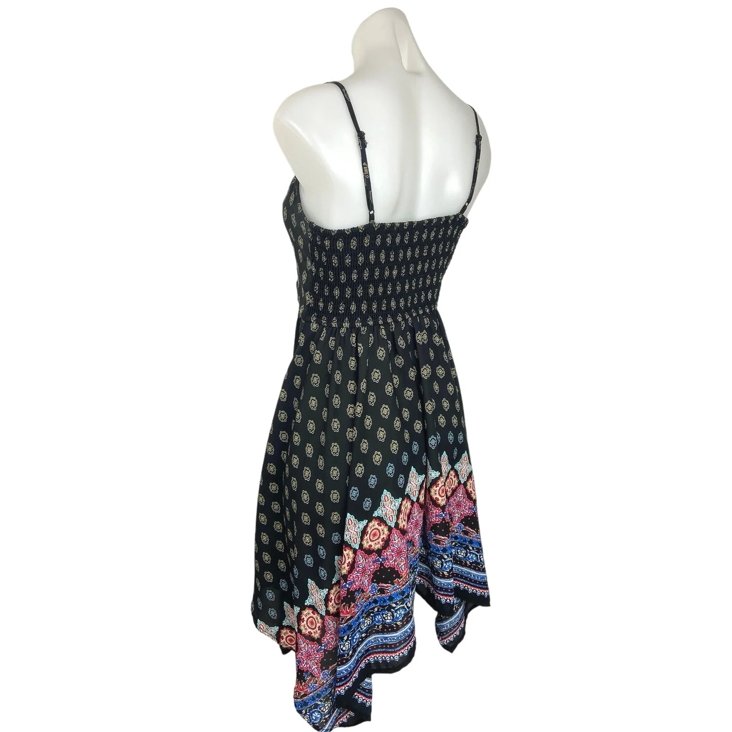 Xhilaration Black Paisley Print Hi-Low Spaghetti Strap Fit & Flare Mini Dress S - Image 2