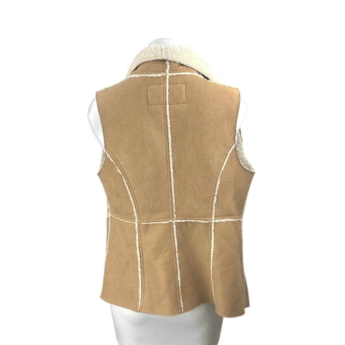 Xhilaration Faux Suede Sherpa Open Front Waterfall Sweater Vest Coat Jacket M - Image 3
