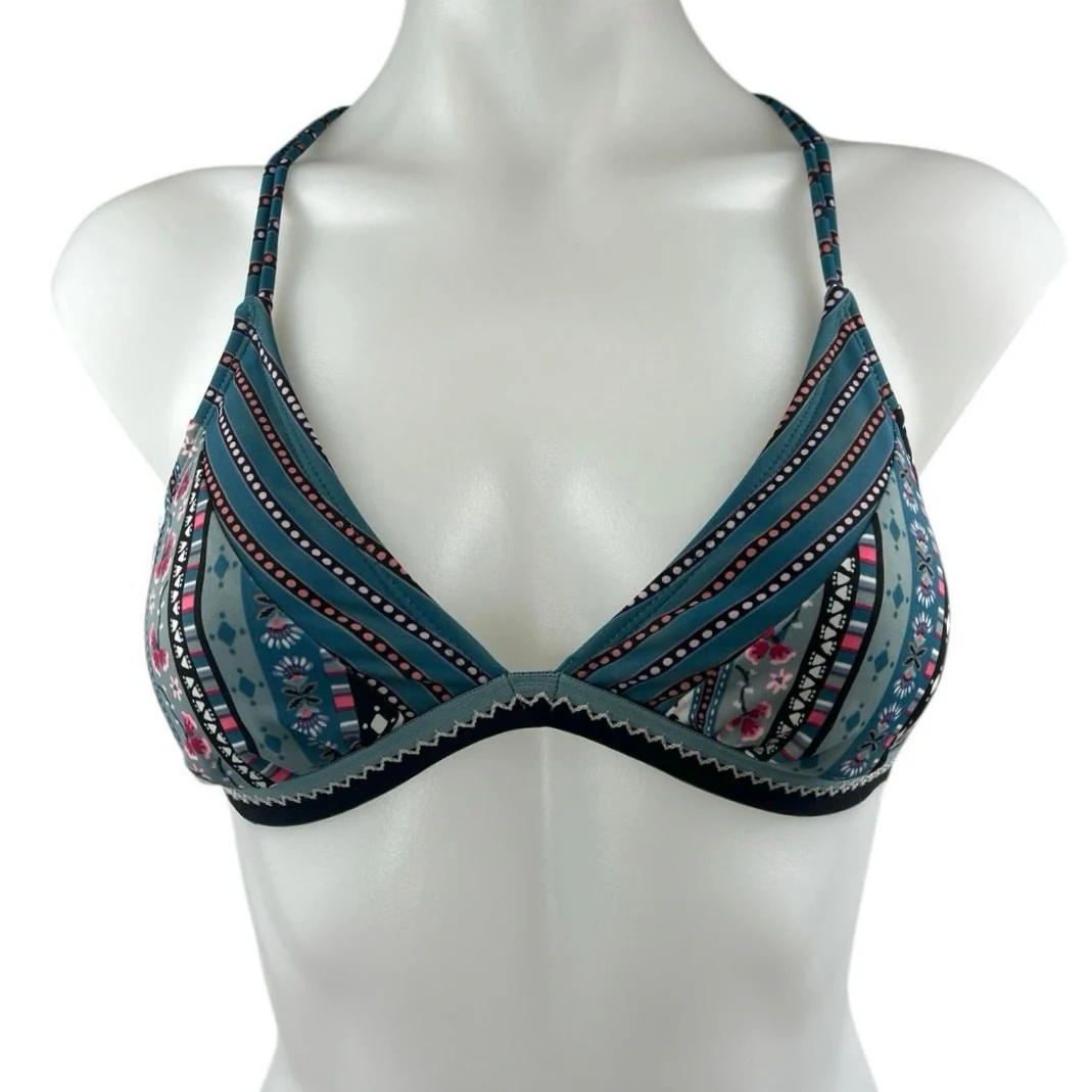 Xhilaration Women's Green Floral Halter Two Piece Beach Bikini Swimwear Size S - Image 3