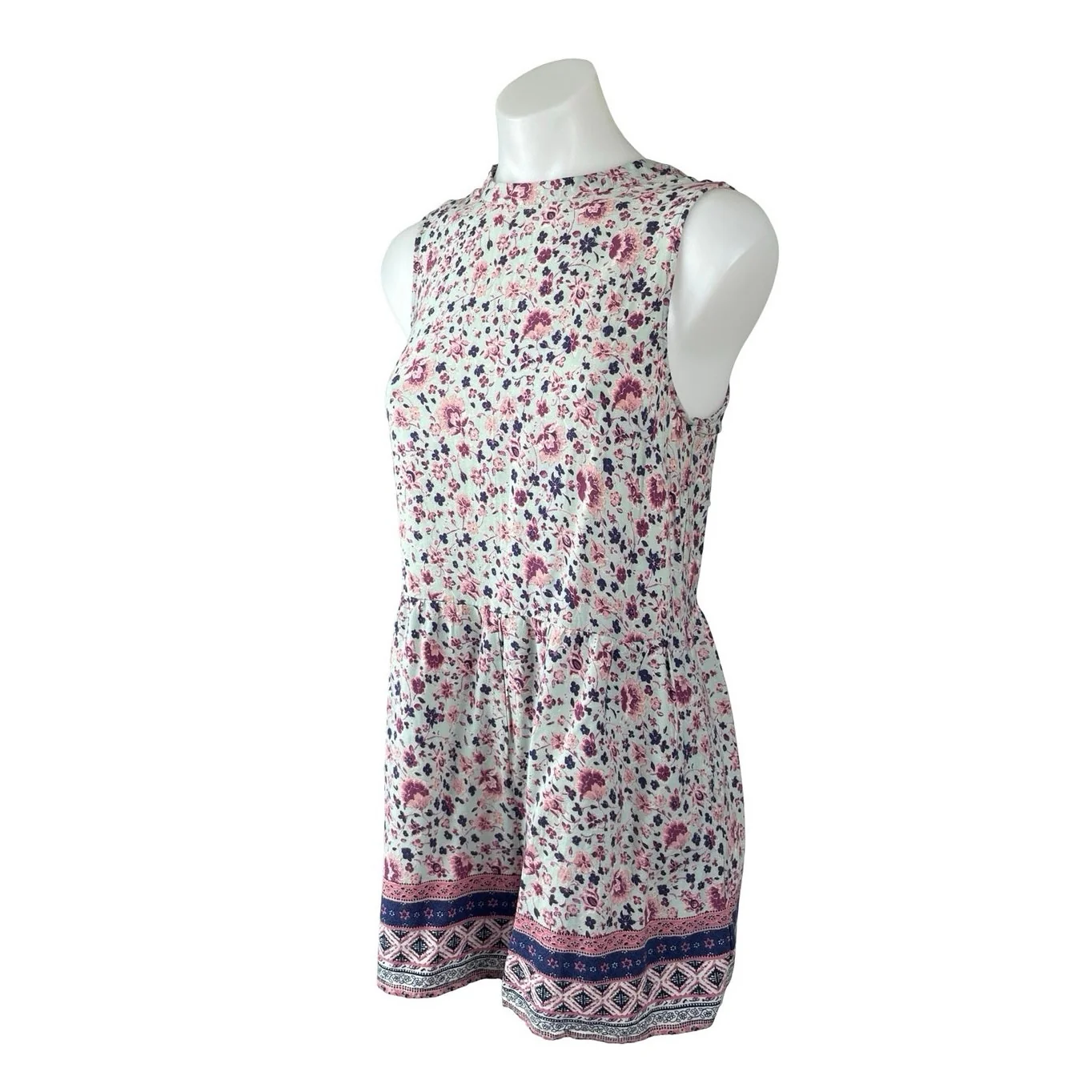 Xhilaration Womens Multicolor Floral High Neck Sleeveless Tank Jumpsuit Romper L - Image 2