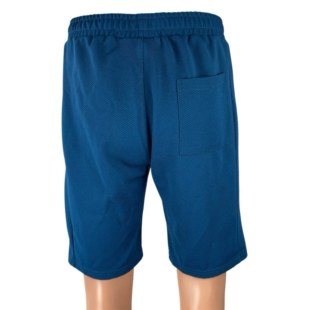 Xios Men's Blue Waffle Knit Casual Yoga Gym Athletic Activewear Sweat Shorts L - Image 3