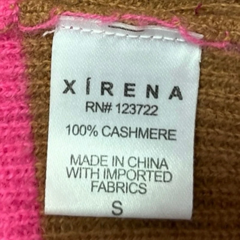 Xirena Rafferty Pink Brown 100% Cashmere Striped Button Collar Sweater Top Sz S - Image 5
