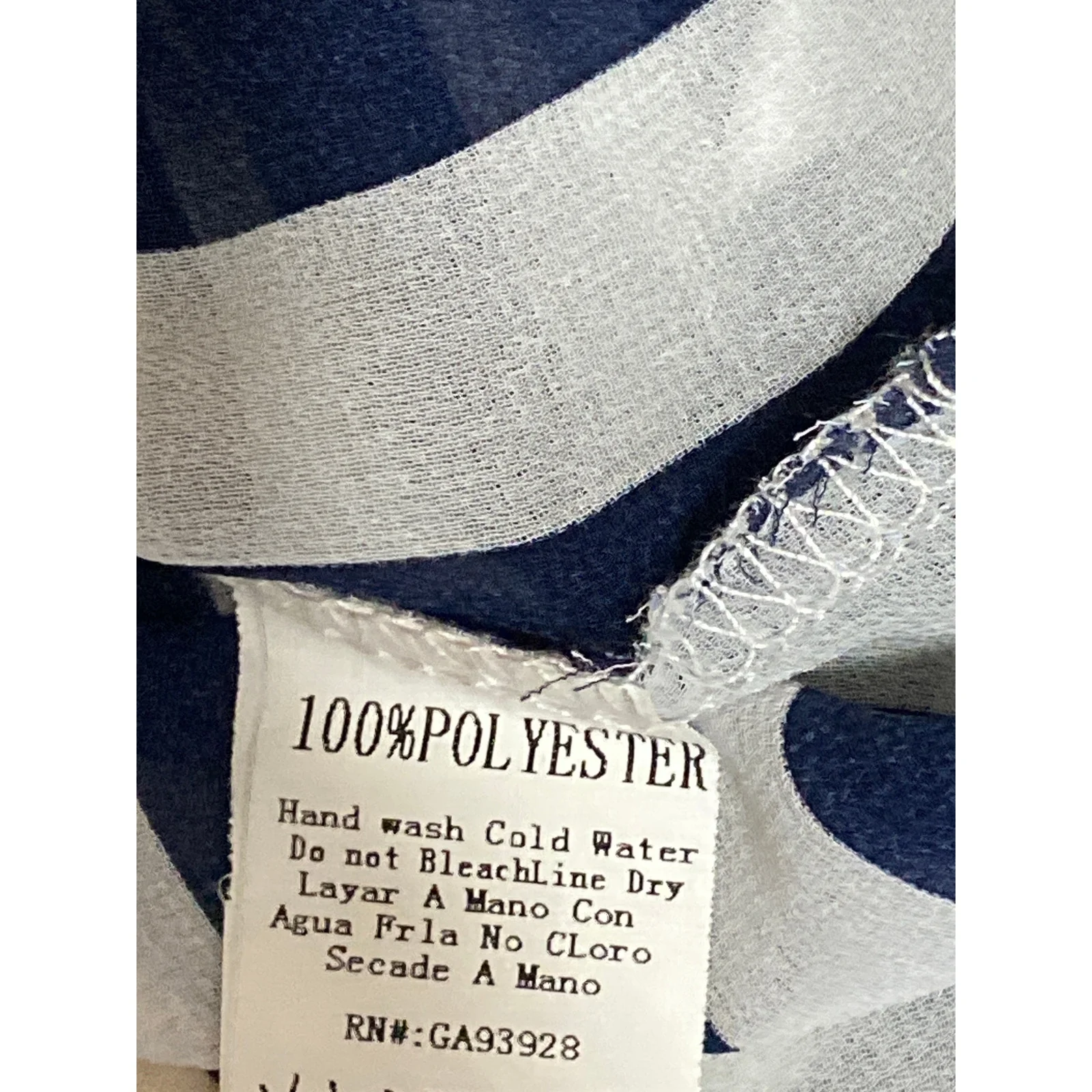 Xtaren Women's Blue White Striped 3/4 Sleeve Pocket Blouse Shirt Tunic Top Sz M - Image 5