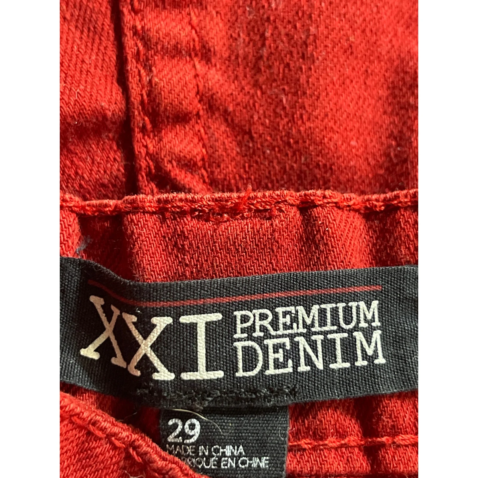 XXI Premium Womens Red Distressed High Waisted Cut Off Denim Jean Shorts Size 29 - Image 5