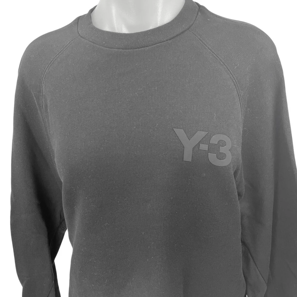 Y-3 Women's Black Long Sleeve Logo Crew Neck Cozy Sweater Sweatshirt Top Size M - Image 3