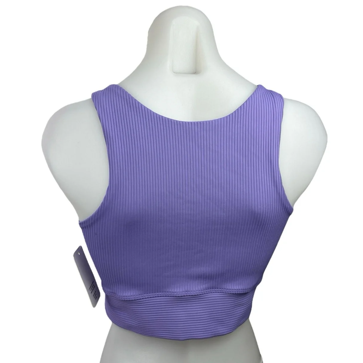 Year of Ours NWT Purple Ribbed Scoop Neck Activewear Fitness Gym Crop Tank Top L - Image 2