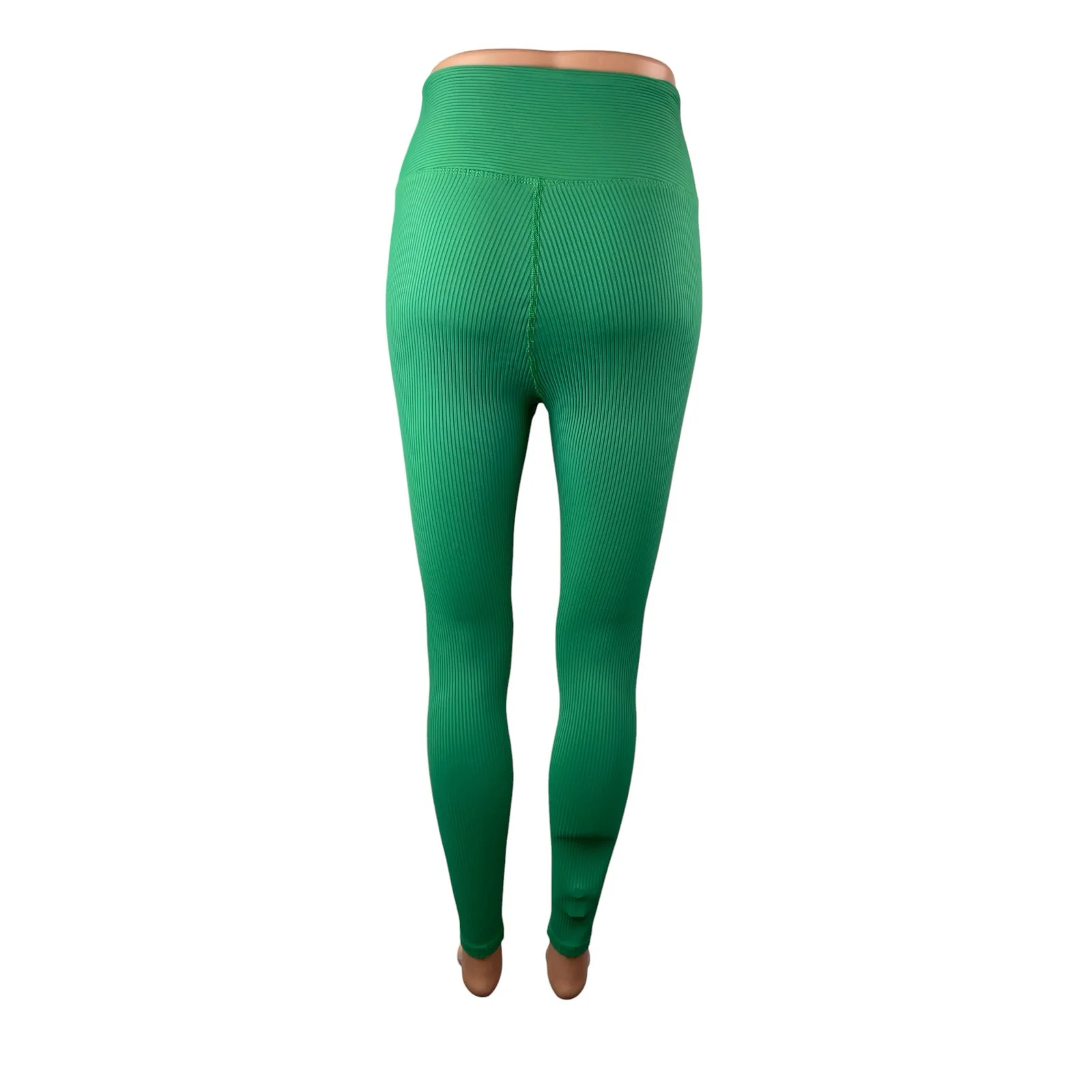 Year of Ours Women's Green Ribbed Knit Lace Up Athletic Leggings Pants Size S - Image 4