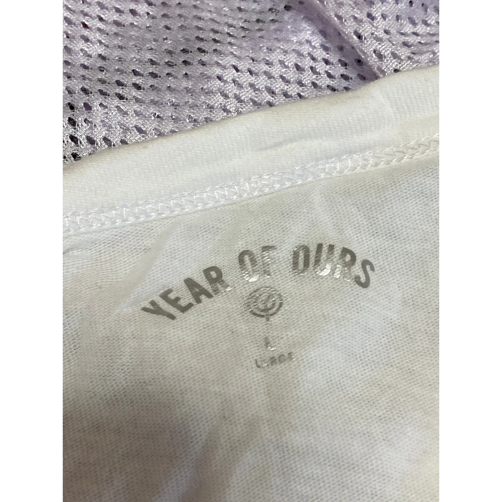 Year of Ours Women's Purple Colorblock Football Mesh Jersey T Shirt Tee Top Sz L - Image 3