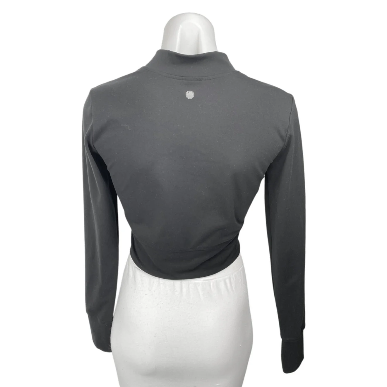 Yogalicious Women's Black 1/4 Zip Long Sleeve Workout Athletic Crop Top Size S - Image 2