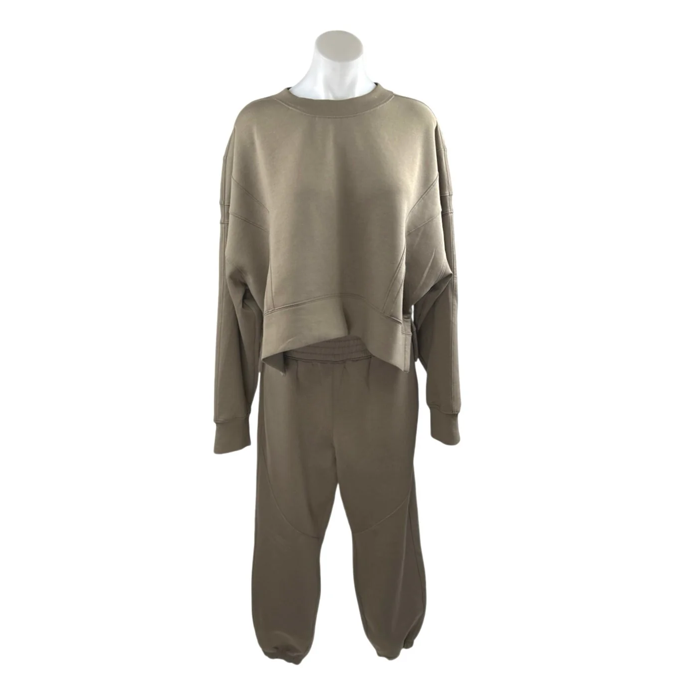 YPB Women's Army Green Crewneck Long Dolman Sleeve Sweatshirt & Sweatpants Set L
