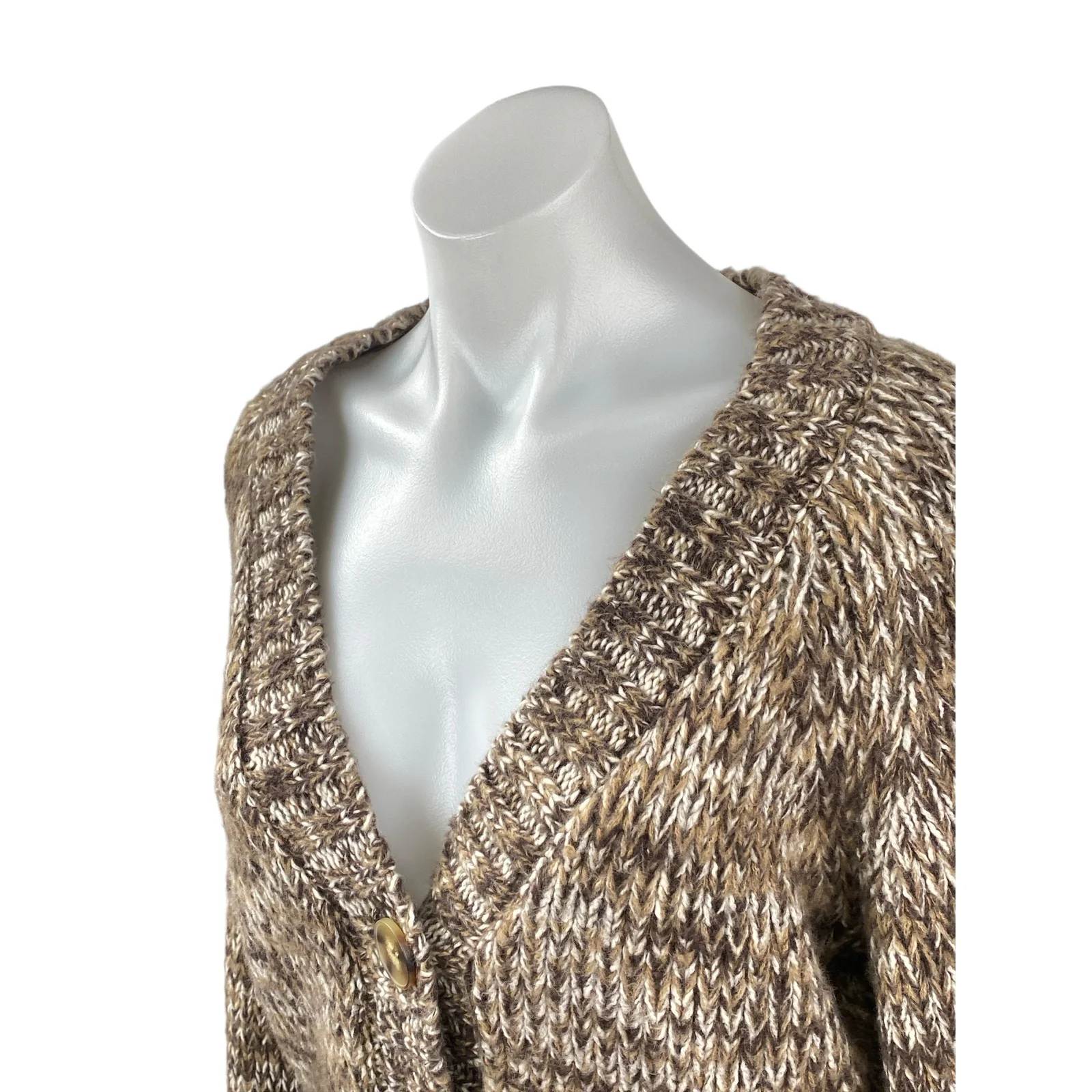 Z Supply Este Women's Brown Long Sleeve Button Down Crop Cardigan Sweater Top S - Image 3