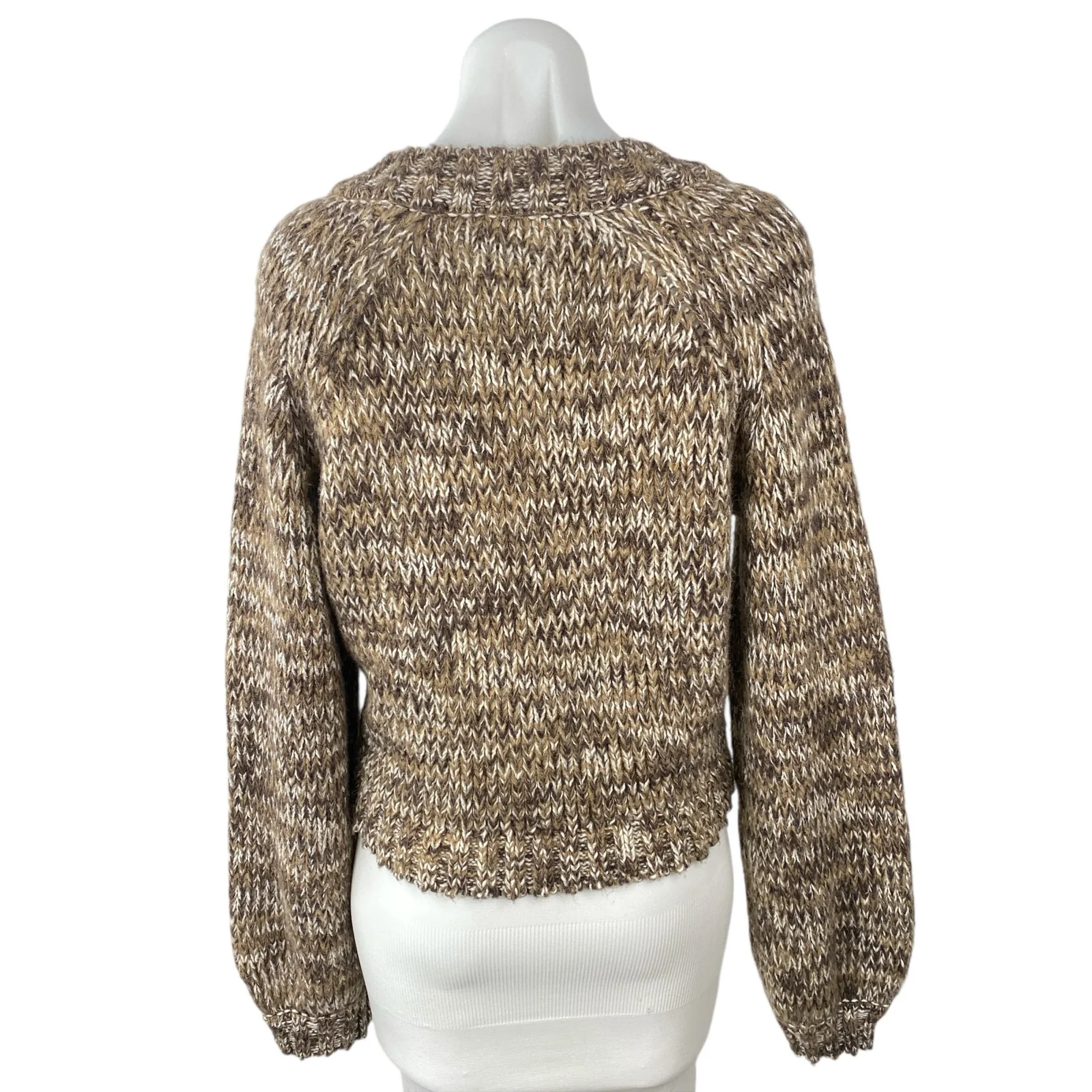 Z Supply Este Women's Brown Long Sleeve Button Down Crop Cardigan Sweater Top S - Image 4