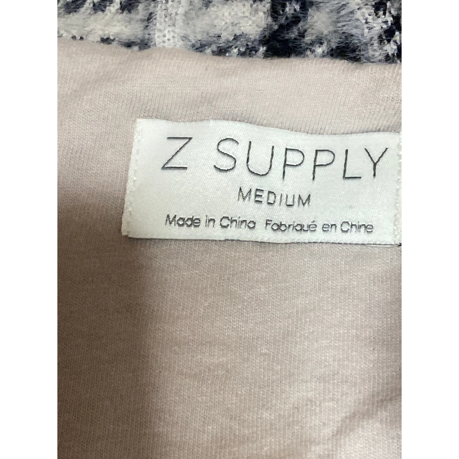 Z Supply Wakefield Plaid Ivory Check Collared Long Sleeve Moto Coat Jacket Sz M - Image 3