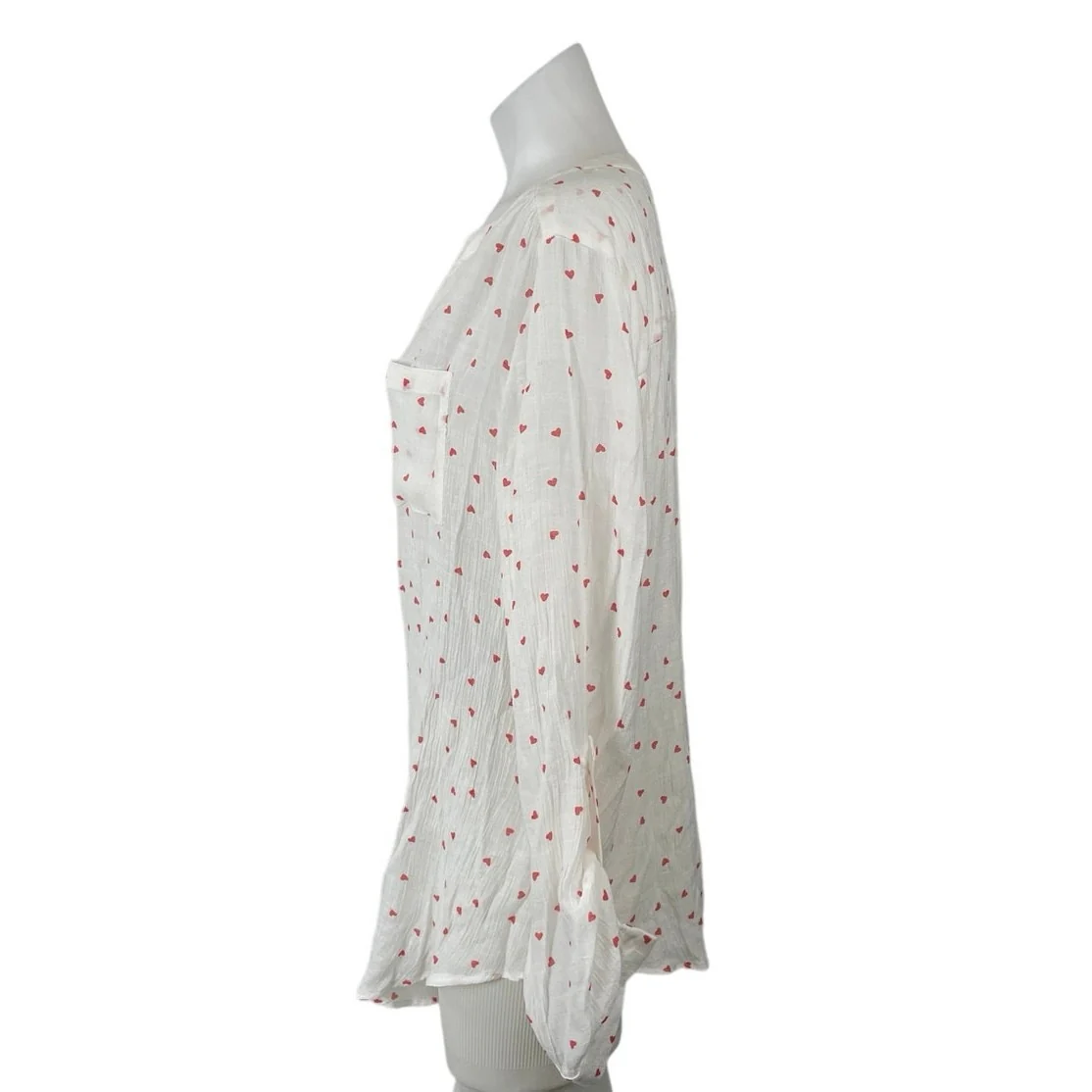 Zac & Rachel Heart V Neck Long Sleeve Button Down Tunic Peasant Blouse Top Sz XL - Image 3