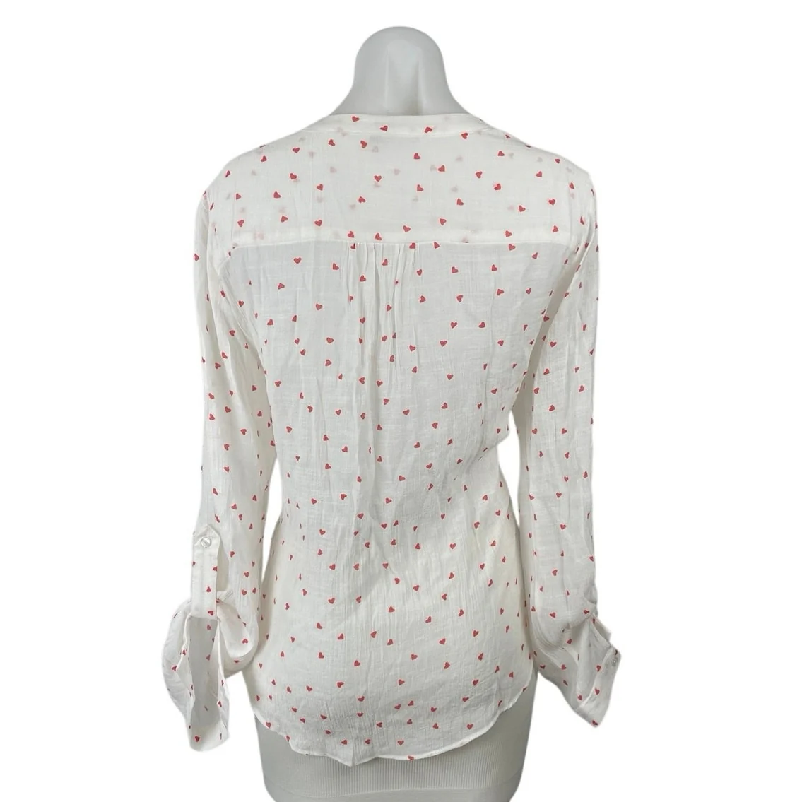 Zac & Rachel Heart V Neck Long Sleeve Button Down Tunic Peasant Blouse Top Sz XL - Image 4