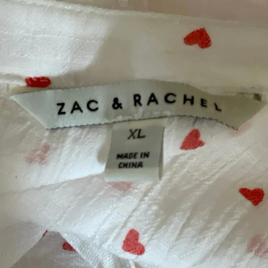 Zac & Rachel Heart V Neck Long Sleeve Button Down Tunic Peasant Blouse Top Sz XL - Image 5