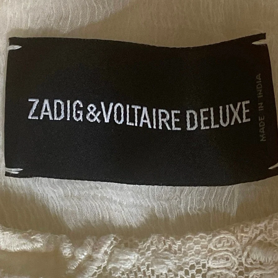 Zadig & Voltaire Deluxe Cream Lace Embroidered Sleeveless A Line Mini Dress Sz S - Image 6