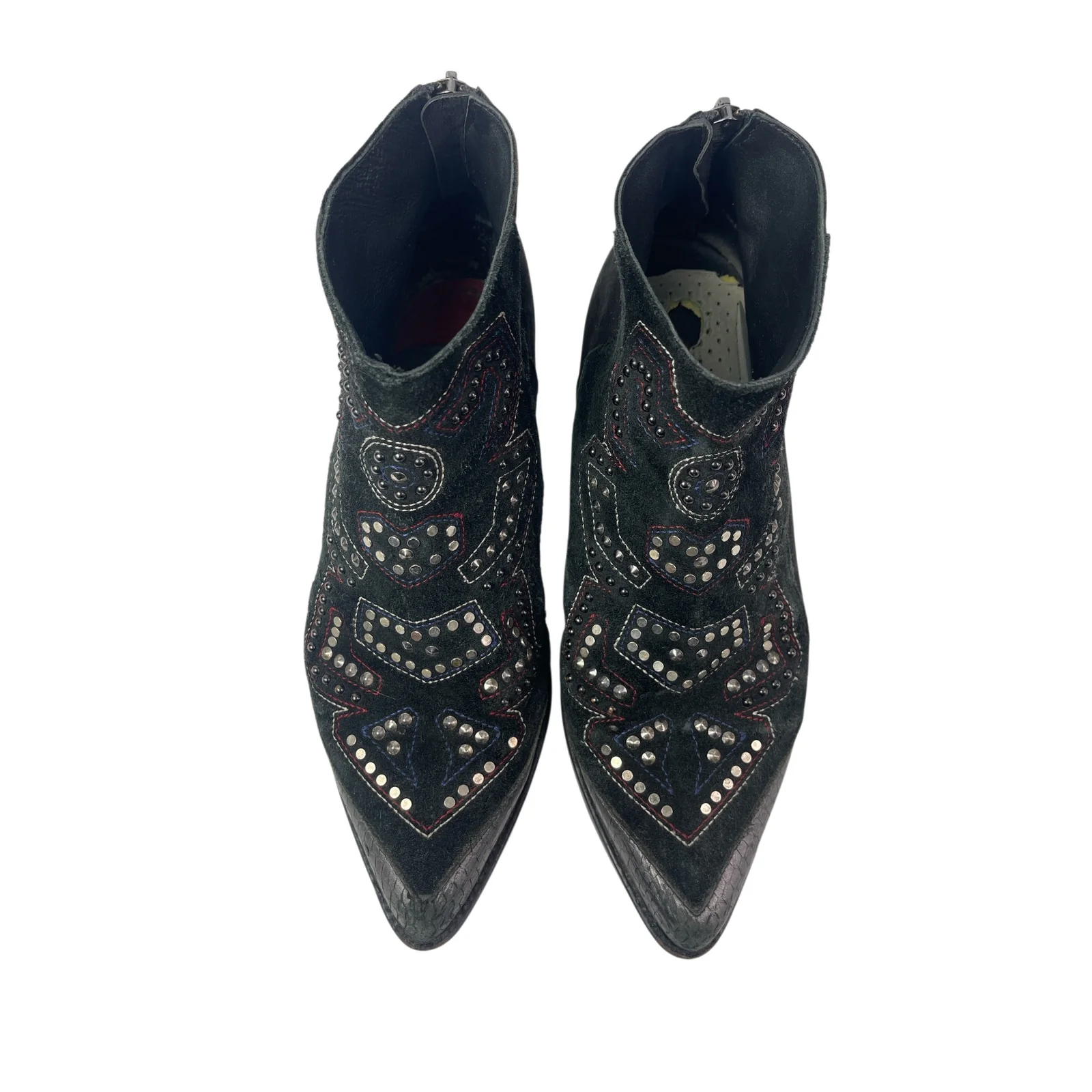 Zadig & Voltaire Modz Neo Clous Black Back Zip Pointed Toe Ankle Boots Size 9.5 - Image 4