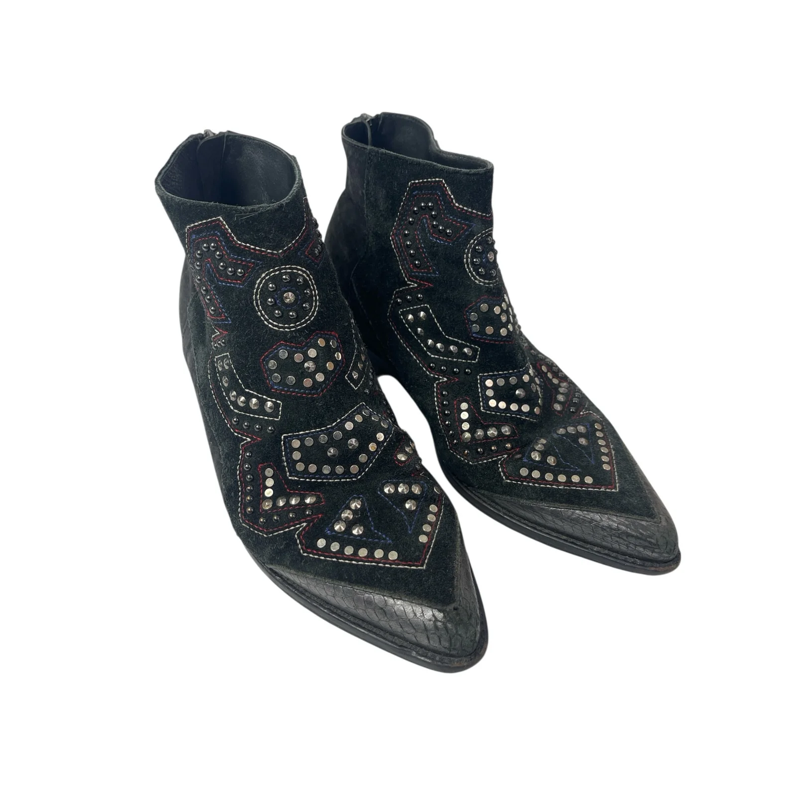 Zadig & Voltaire Modz Neo Clous Black Back Zip Pointed Toe Ankle Boots Size 9.5 - Image 5