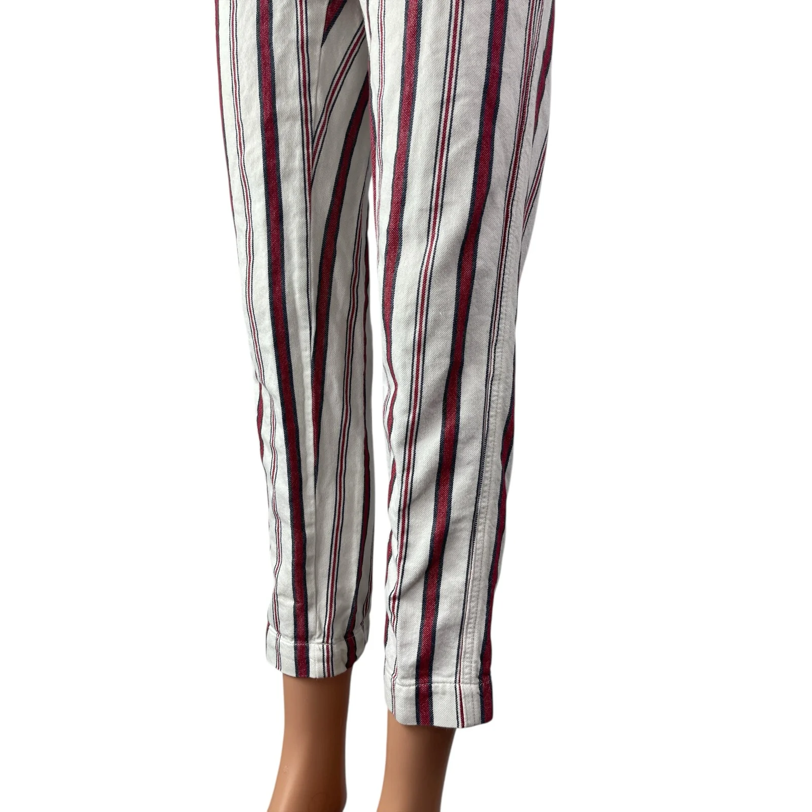 Zadig & Voltaire Womens White Red Striped Straight Leg Trousers Pants Size 6 - Image 3