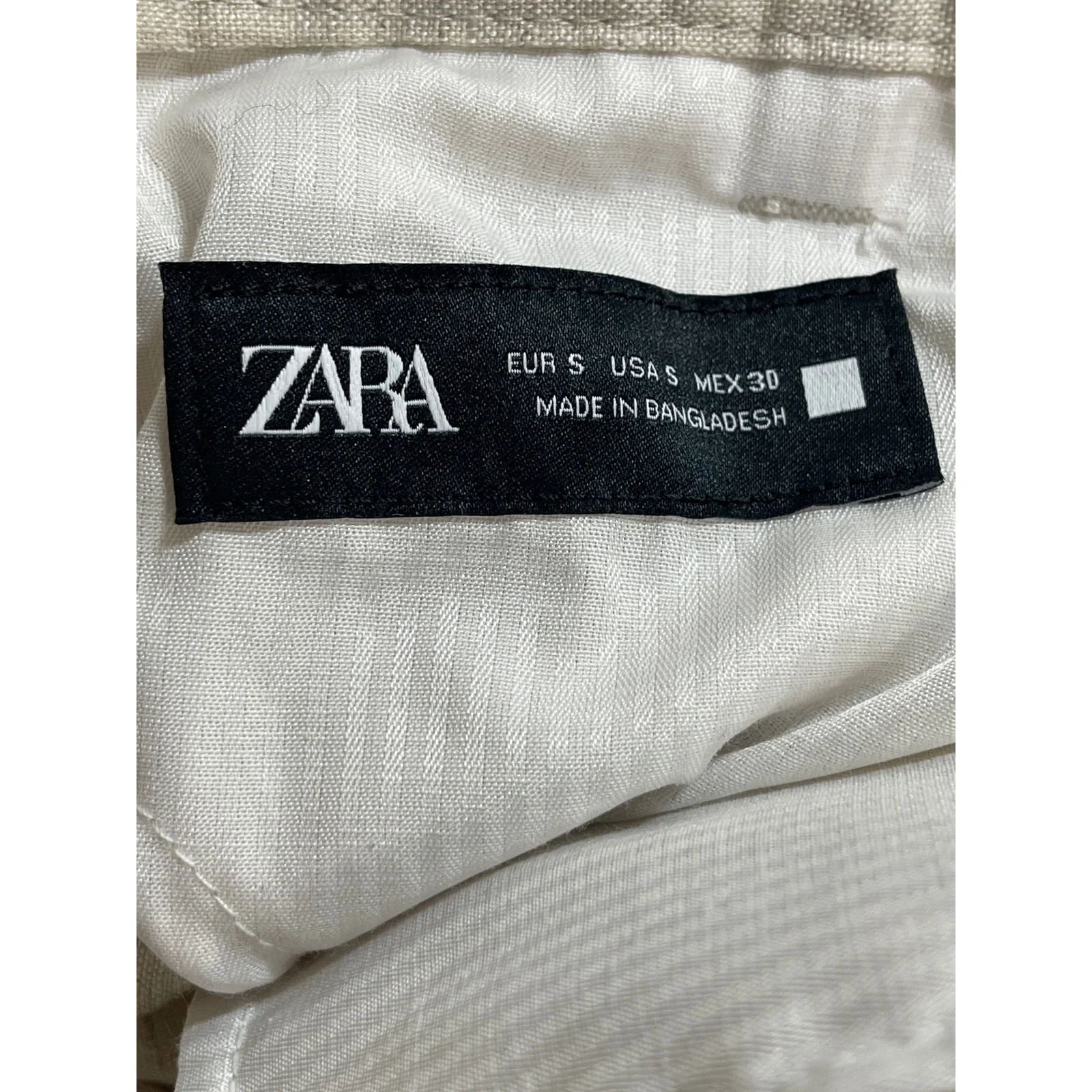 Zara 100% Linen Women's Beige High Rise Straight Chino Trousers Dress Pants Sz S - Image 4