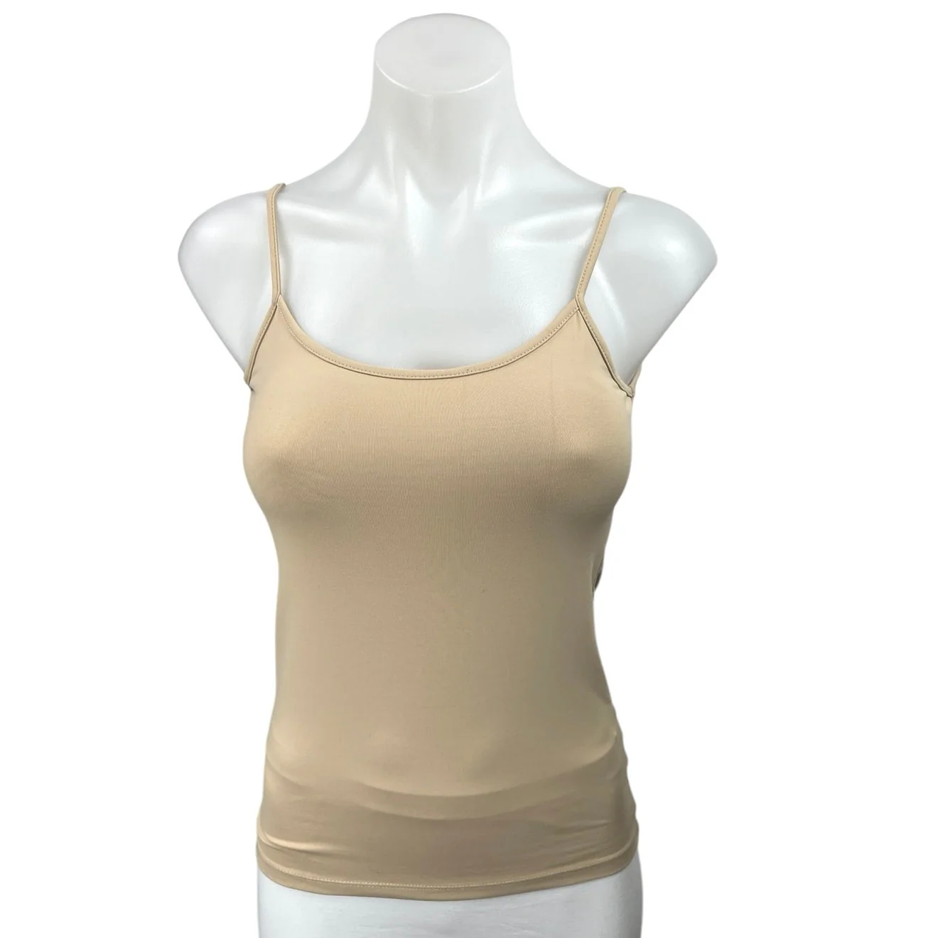 Zara Basic Beige Nude Stretch Scoop Neck Sleeveless Cami Tank Top Size S