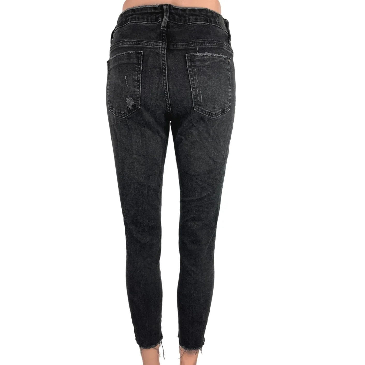 Zara Basic Black Ripped Distressed Z1975 Denim High Rise Skinny Jeans Size 8 - Image 3