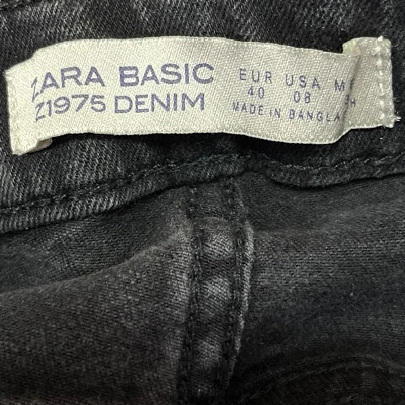 Zara Basic Black Ripped Distressed Z1975 Denim High Rise Skinny Jeans Size 8 - Image 4
