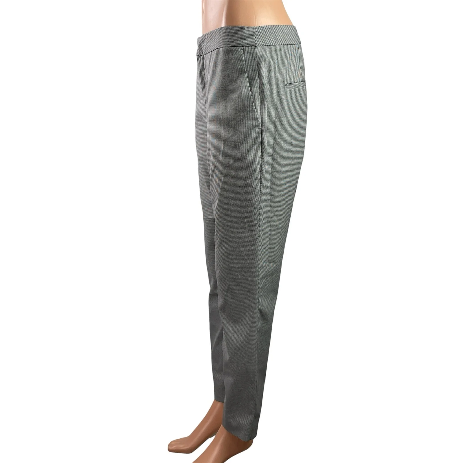 Zara Basic Woemns Gray Hounsdtooth Low Rise Straight Trousers Dress Pants Size 6 - Image 2
