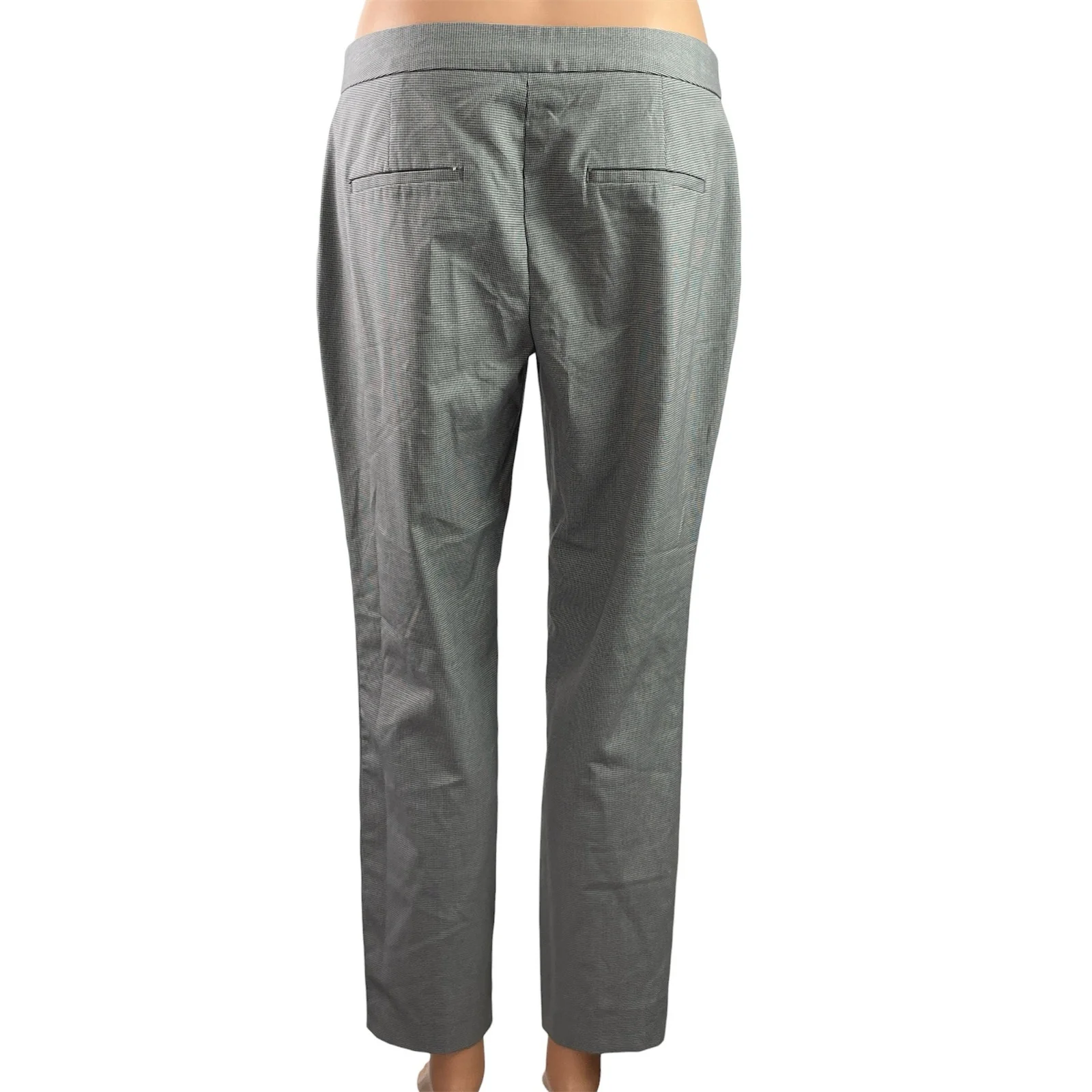 Zara Basic Woemns Gray Hounsdtooth Low Rise Straight Trousers Dress Pants Size 6 - Image 3
