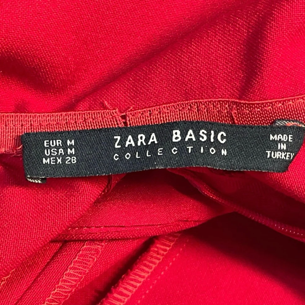 Zara Basic Women's Red Off Shouder Short Sleeve Slit Mini Bodycon Sheath Dress M - Image 4
