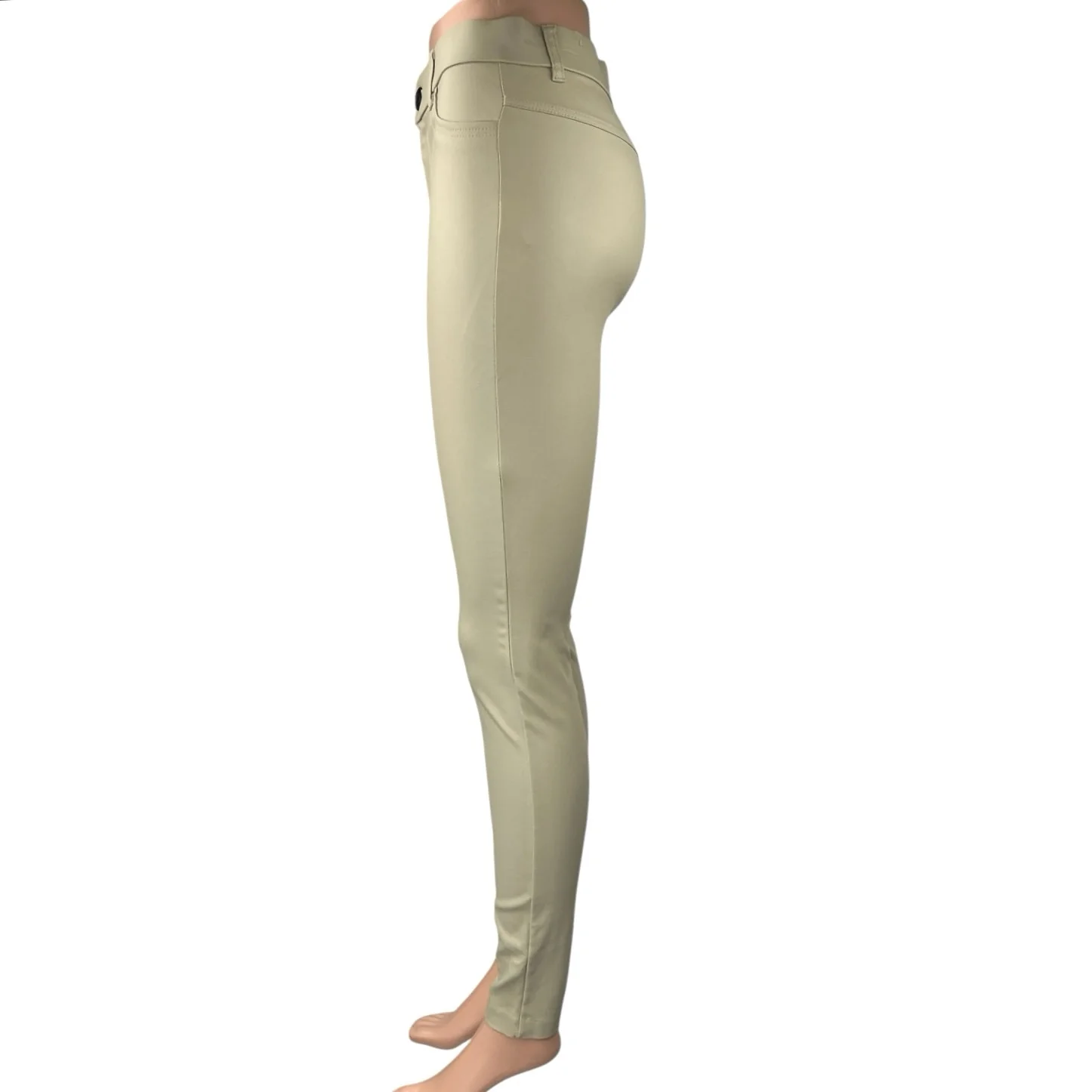 Zara Beige Faux Vegan Leather Skinny Slim High Waist Trousers Pants Size S - Image 2