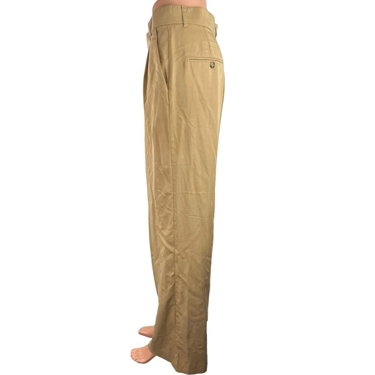 Zara Beige High Rise Pleated Ankle Career Trouser Wide Leg Pants Size M - Image 2