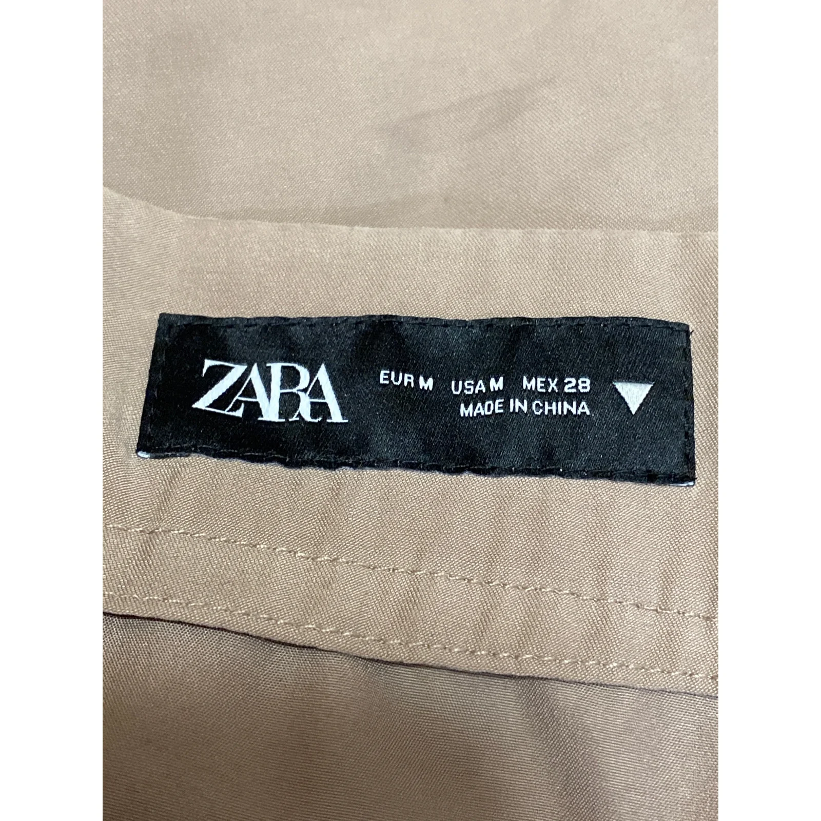 Zara Beige Pleated High Waisted Straight Palazzo Wide Leg Trousers Dress Pants M - Image 5
