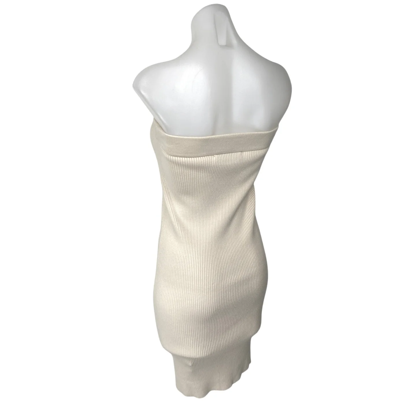 Zara Beige Strapless Sleeveless Ribbed Knit Tube Bandeau Mini Bodycon Dress Sz S - Image 2