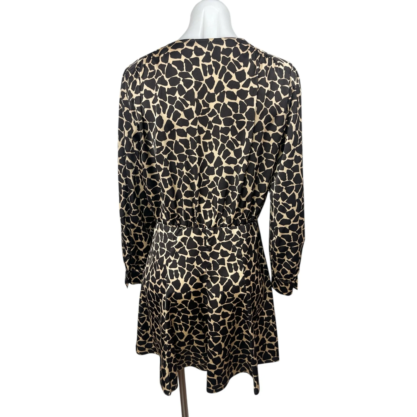 ZARA Black Animal Print Long Sleeve Mini Button Up Flare A-Line Shirt Dress Sz M - Image 2