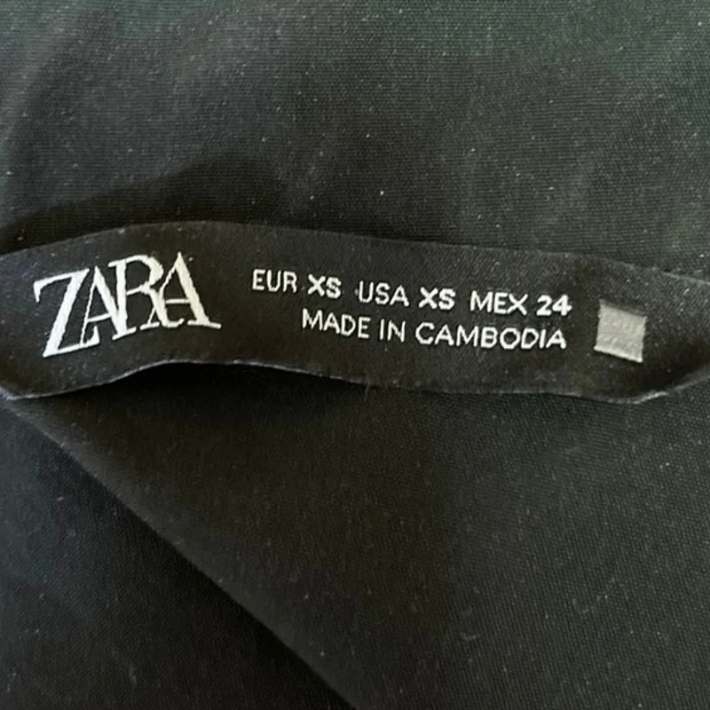 ZARA Black Balloon Sleeve Ruffle Collar Button Mini Fit & Flare A-Line Dress XS - Image 3