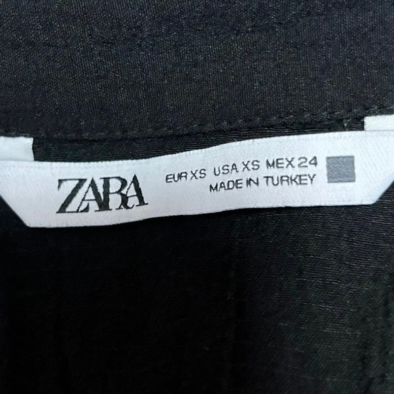 Zara Black Black Collared V Neck Long Sleeve Adjustable Mini Wrap Dress Size XS - Image 4
