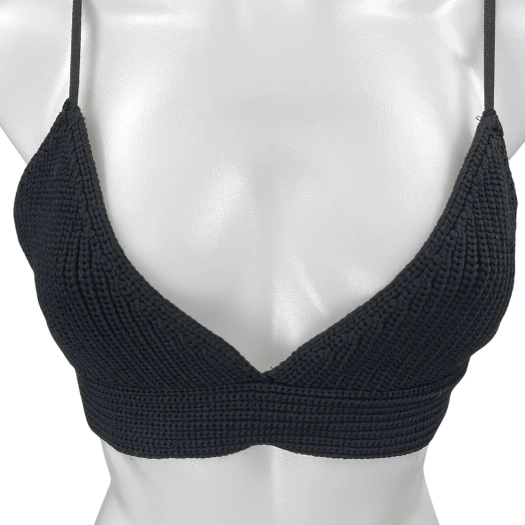 Zara Black Crochet Knit Sleeveless Cami Camisole Bralette Crop Tank Top Size M - Image 3