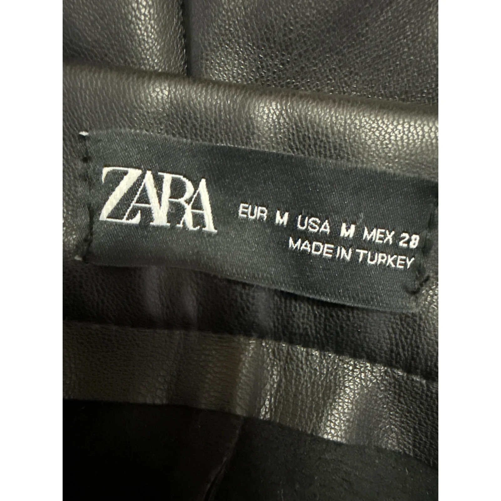 Zara Black Faux Vegan Leather Skinny High Waist Split Hem Trousers Pants Size M - Image 4
