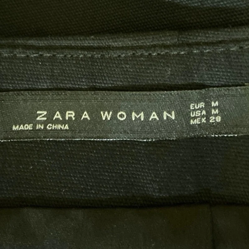 ZARA Black Jacquard Floral Embroidered Zip Up Casual Mini A-Line Skirt Size M - Image 5