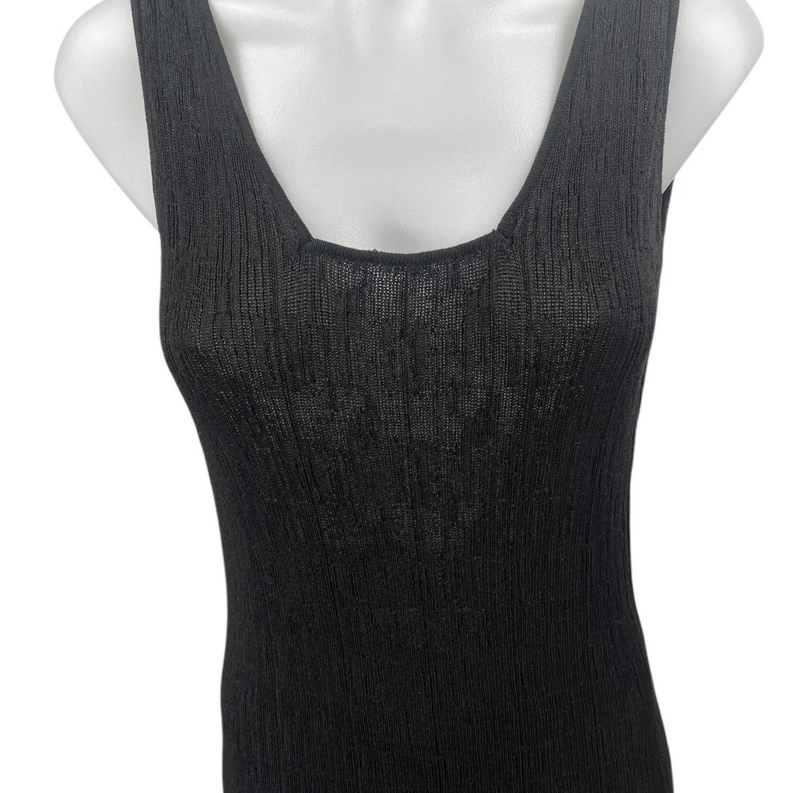 Zara Black Knit Sleeveless Cami Camisole Pullover Tank Bodycon Maxi Dress Size M - Image 3