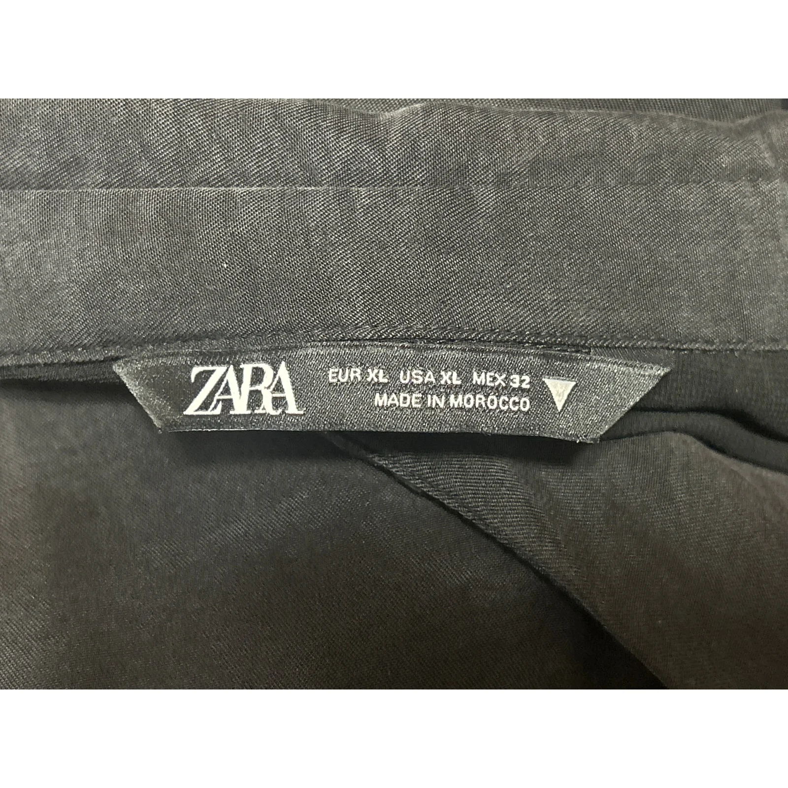 Zara Black Long Sleeve Tie Waist Collared Button Down Mini Shirt Dress Size XL - Image 4