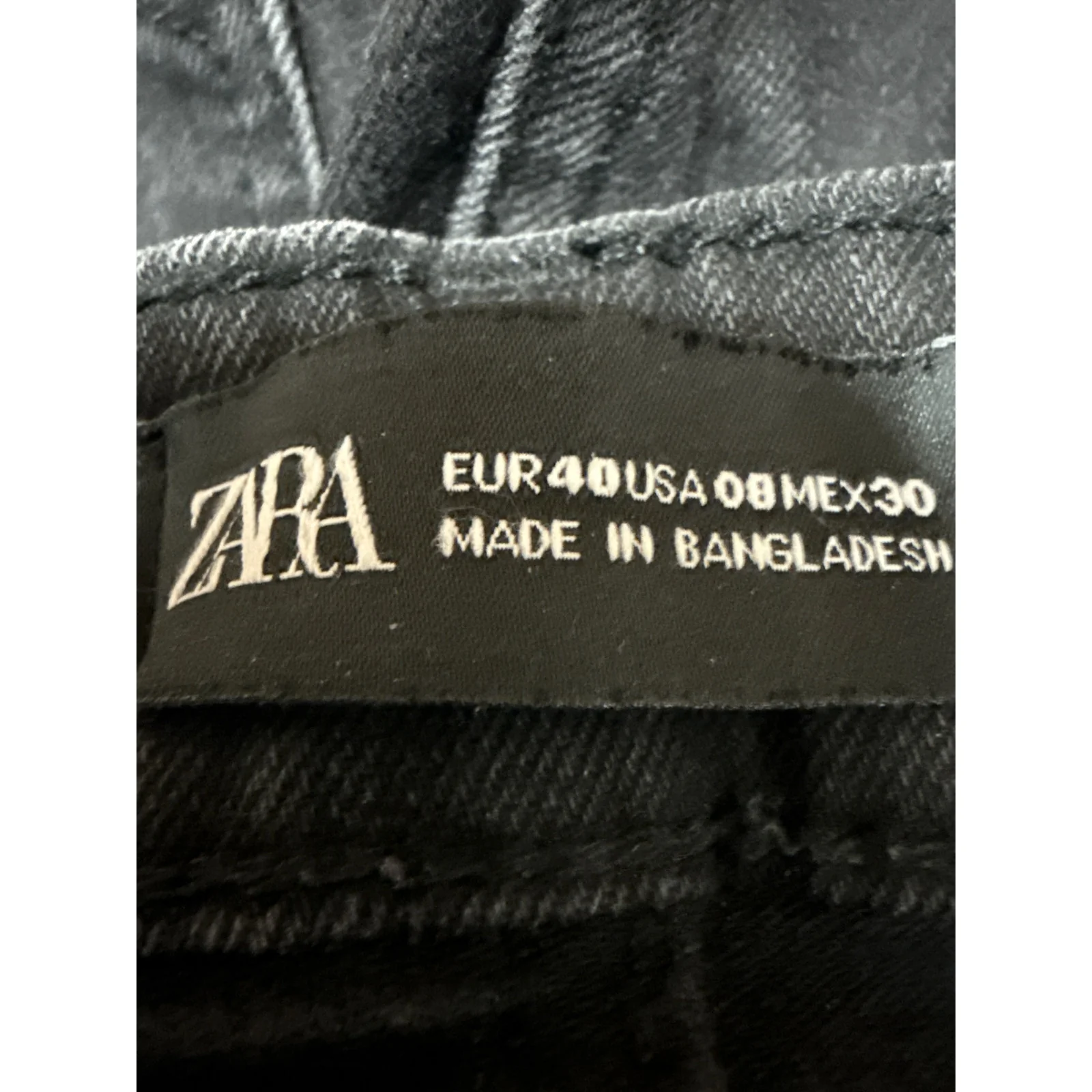 Zara Black Mid Rise Flared Bootcut Bell Bottom Frayed Cropped Denim Jeans Size 8 - Image 4